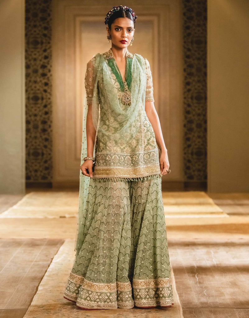 Mittoo Naira Designer rayon Kurti Sharara With Dupatta Collection:  Textilecatalog